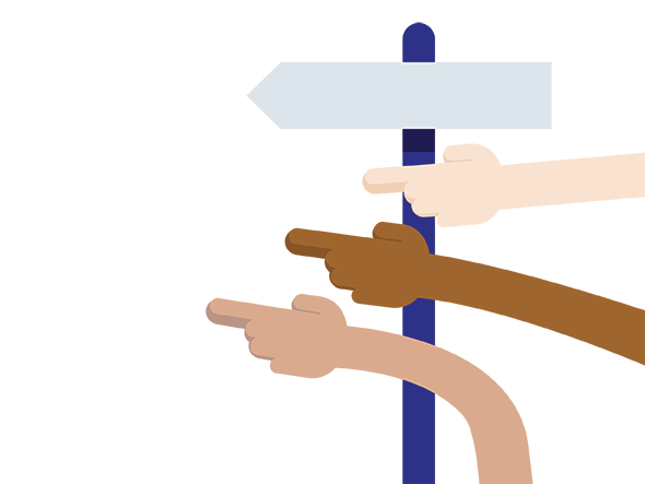 hands pointing the way