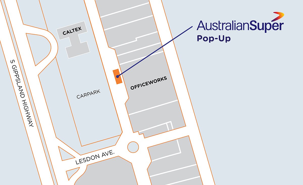 map showing location of AustralianSuper popup