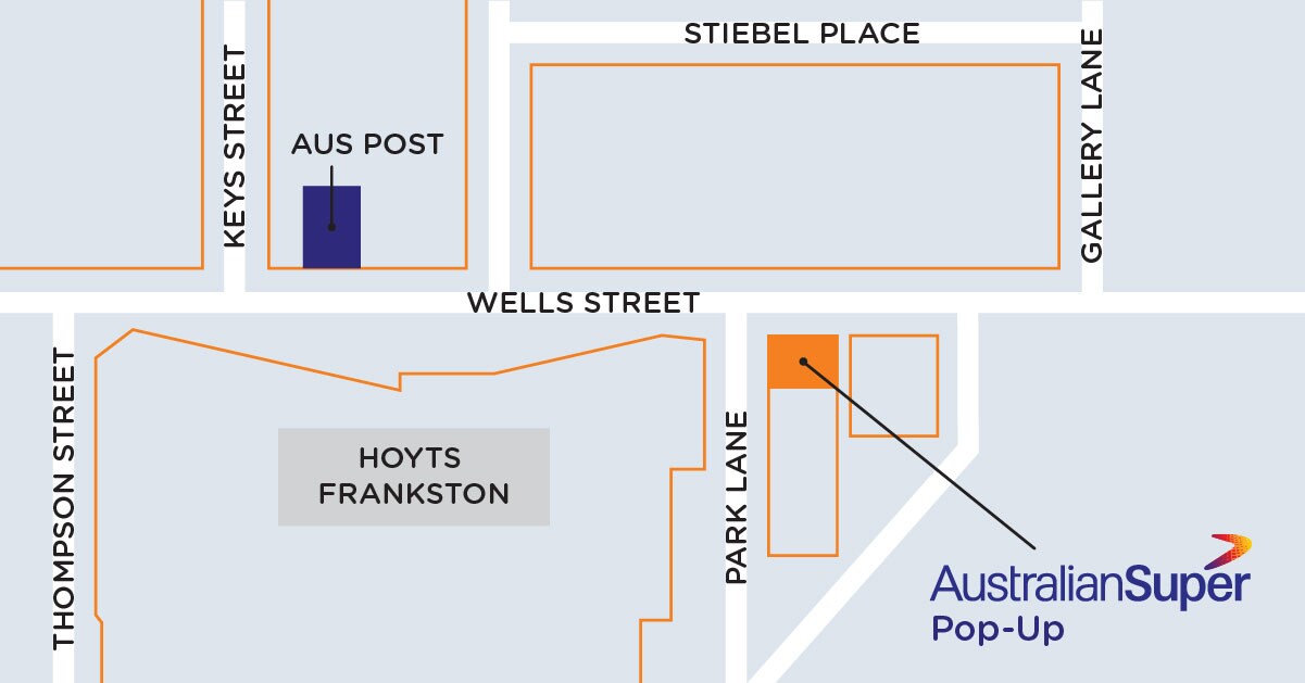 map showing location of AustralianSuper popup