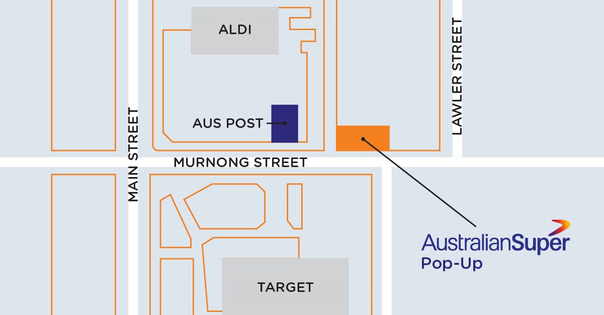 map showing location of AustralianSuper popup