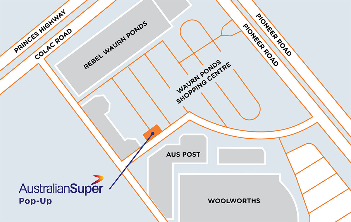 map showing location of AustralianSuper popup